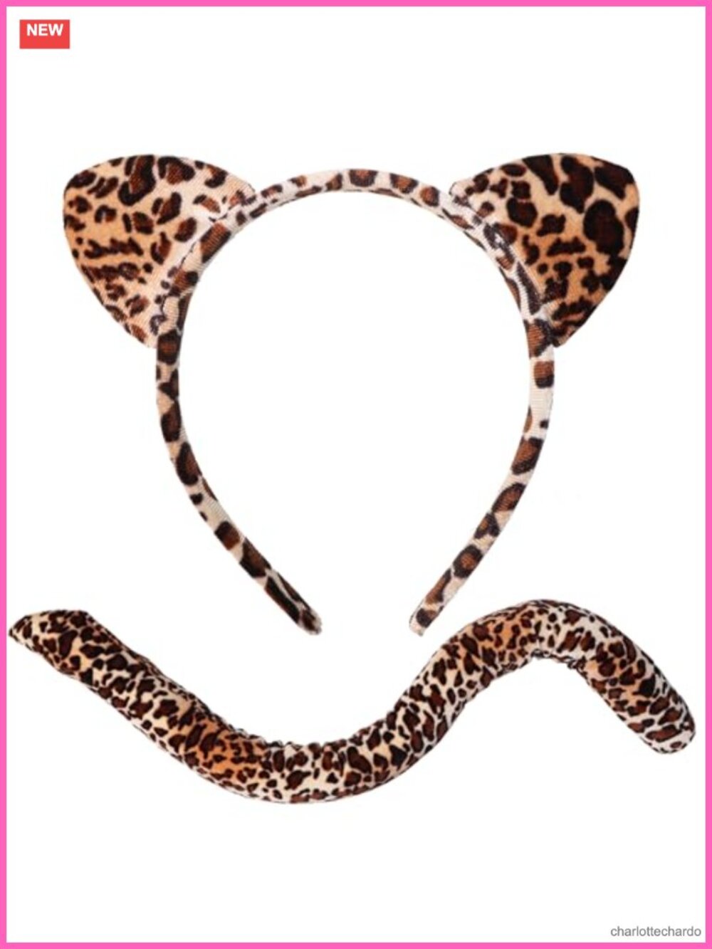 Leopard Cat Ears Headband and Cheetah Tail Costume Accessory Set